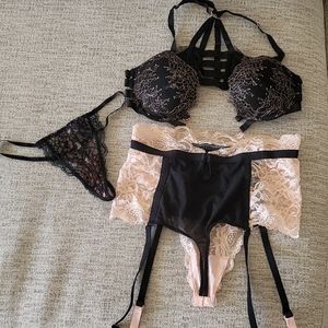 Victoria Secret VERY SEXY  4 piece black lace set